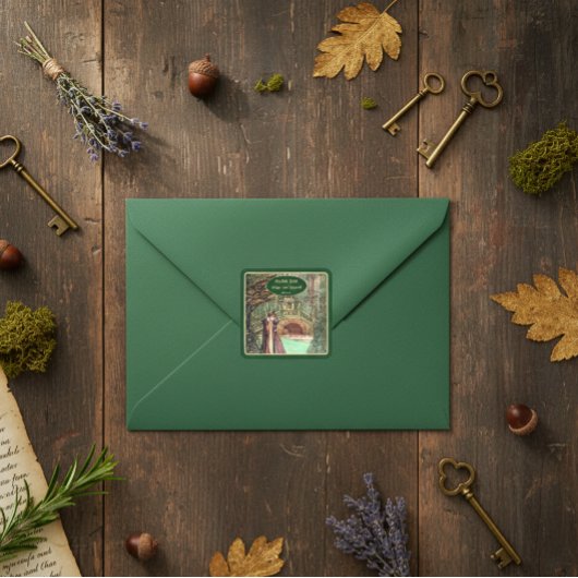 Middeleeuwse Renaissance Bloem- en Zwaardgoud Vierkante Sticker