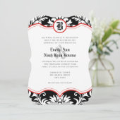 Middeleeuwse Renaissance Damast Rode Accenten Brui Kaart (Staand voorkant)