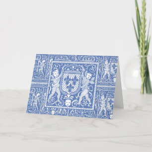 Middeleeuwse Renaissance Elegant blauw en wit Bedankkaart