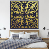 Middeleeuwse Renaissance Herald Lion Leopard Metal Canvas Afdruk (Insitu (Slaapkamer))