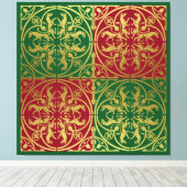 Middeleeuwse Renaissance Herald Lion Leopard Metal Canvas Afdruk (Insitu (Houten vloer))