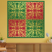 Middeleeuwse Renaissance Herald Lion Leopard Metal Canvas Afdruk (Insitu (Woonkamer))