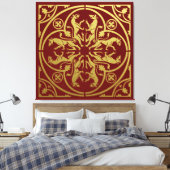 Middeleeuwse Renaissance Herald Lion Leopard Metal Canvas Afdruk (Insitu (Slaapkamer))