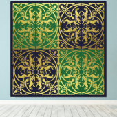 Middeleeuwse Renaissance Herald Lion Leopard Metal Canvas Afdruk (Insitu (Houten vloer))