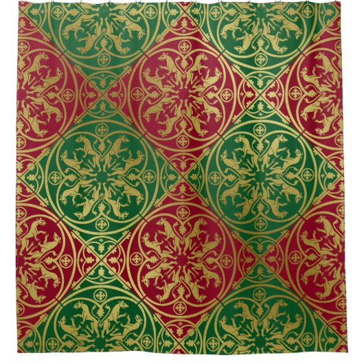 Middeleeuwse Renaissance Herald Lion Leopard Metal Douchegordijn (Voorkant)