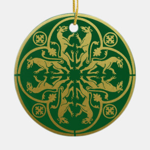 Middeleeuwse Renaissance Herald Lion Leopard Metal Keramisch Ornament