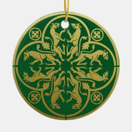 Middeleeuwse Renaissance Herald Lion Leopard Metal Keramisch Ornament (Voorkant)