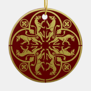 Middeleeuwse Renaissance Herald Lion Leopard Metal Keramisch Ornament