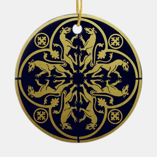 Middeleeuwse Renaissance Herald Lion Leopard Metal Keramisch Ornament (Voorkant)