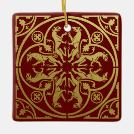 Middeleeuwse Renaissance Herald Lion Leopard Metal Keramisch Ornament