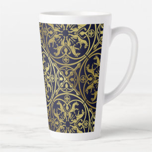 Middeleeuwse Renaissance Herald Lion Leopard Metal Latte Mok