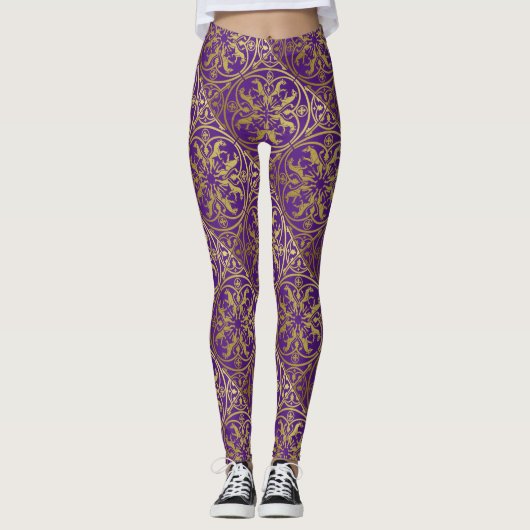 Middeleeuwse Renaissance Herald Lion Leopard Metal Leggings (Voorkant)