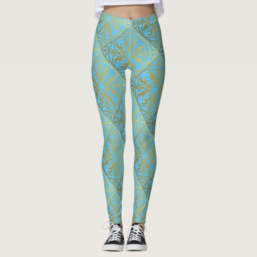 Middeleeuwse Renaissance Herald Lion Leopard Metal Leggings (Voorkant)