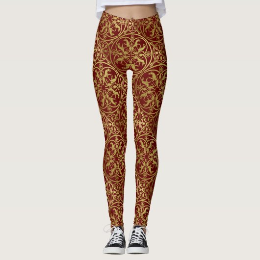 Middeleeuwse Renaissance Herald Lion Leopard Metal Leggings (Voorkant)