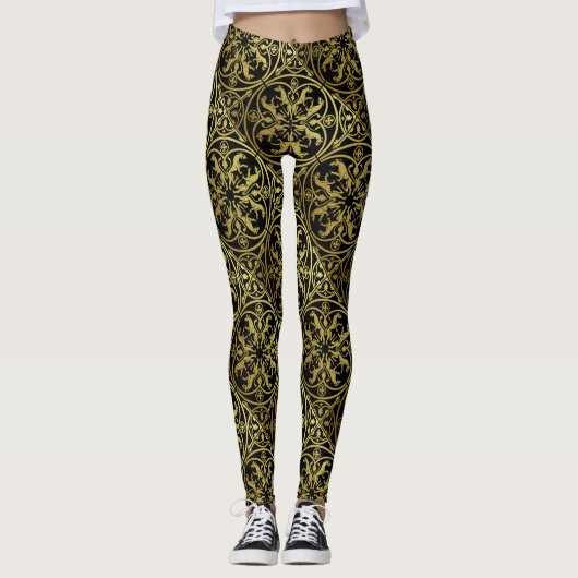 Middeleeuwse Renaissance Herald Lion Leopard Metal Leggings (Voorkant)
