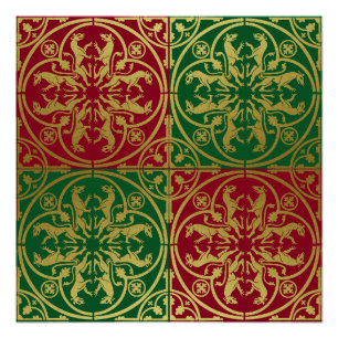 Middeleeuwse Renaissance Herald Lion Leopard Metal Perfect Poster