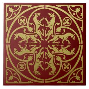 Middeleeuwse Renaissance Herald Lion Leopard Metal Tegeltje