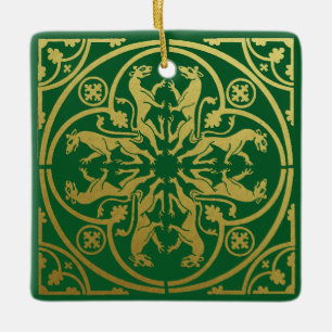 Middeleeuwse Renaissance Heraldieke Leeuw Luipaard Keramisch Ornament