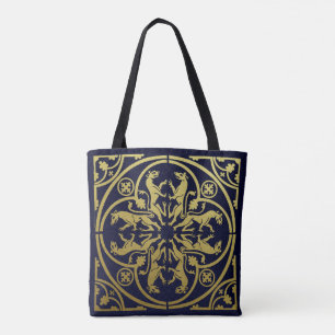 Middeleeuwse Renaissance Heraldieke Leeuw Luipaard Tote Bag