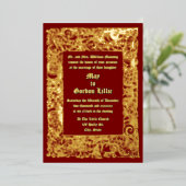 Middeleeuwse Renaissance Houtblokrand Huwelijk Folie Uitnodiging (Staand Voorkant)