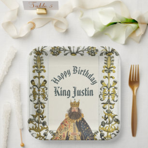 Middeleeuwse Renaissance Koning Verjaardag Papieren Bordje