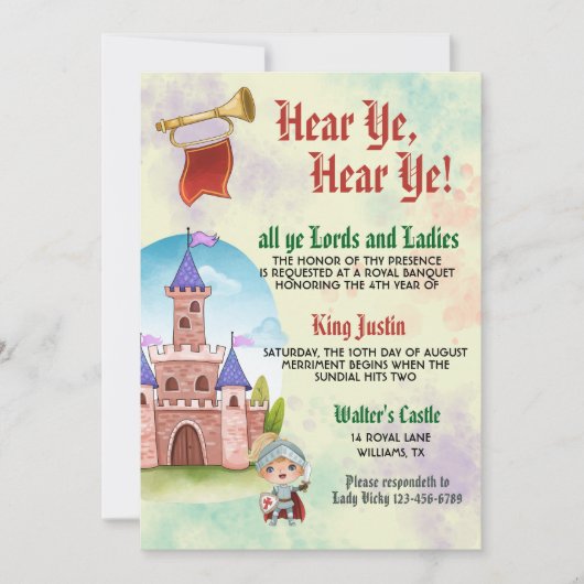 Middeleeuwse Renaissance Koning Verjaardag Uitnodi Kaart (Voorkant)