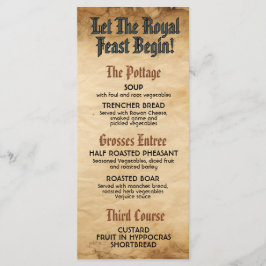 Middeleeuwse Renaissance Koninklijke Bruiloft Menu