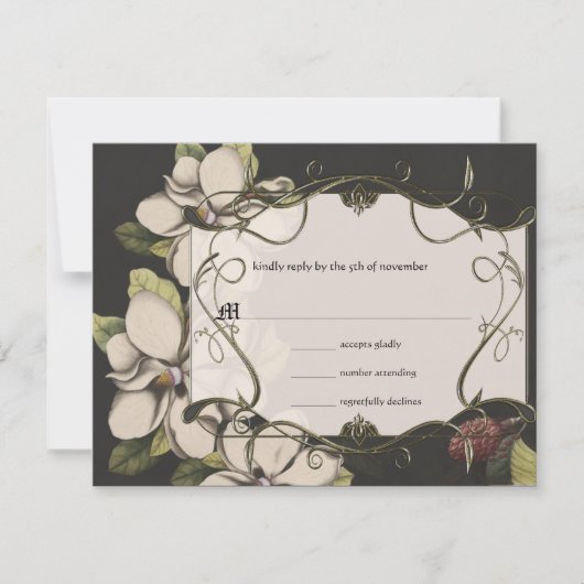 Middeleeuwse Renaissance Magnolia Bruiloft RSVP (Voorkant)