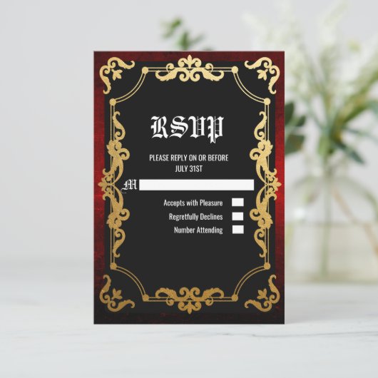 Middeleeuwse Renaissance Middeleeuwen Gothic RSVP- RSVP Kaartje (Staand voorkant)