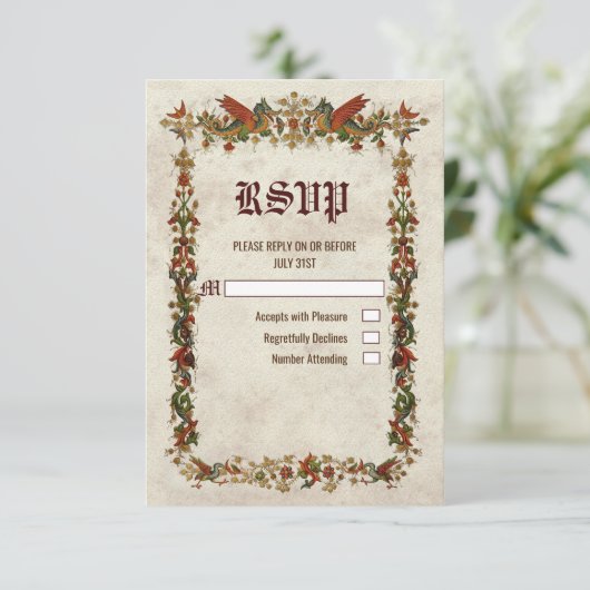 Middeleeuwse Renaissance Middeleeuwen  RSVP-kaart RSVP Kaartje (Staand voorkant)