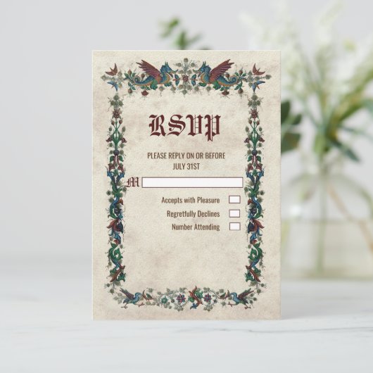 Middeleeuwse Renaissance Middeleeuwen  RSVP-kaart RSVP Kaartje (Staand voorkant)