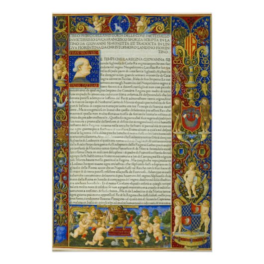 Middeleeuwse Renaissance Oud Boek Sforza Milaan Vi Perfect Poster (Voorkant)