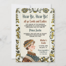 Middeleeuwse Renaissance Prins Verjaardag Uitnodig Kaart