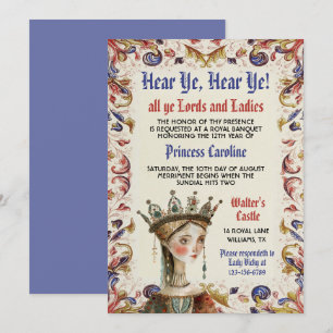 Middeleeuwse Renaissance Prinses Verjaardagsuitnod Kaart