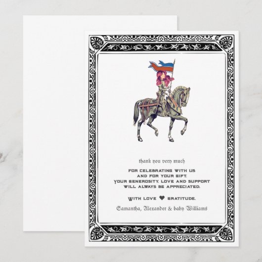 Middeleeuwse Renaissance Ridder Renfaire Baby Show Bedankkaart (Voorkant / Achterkant)