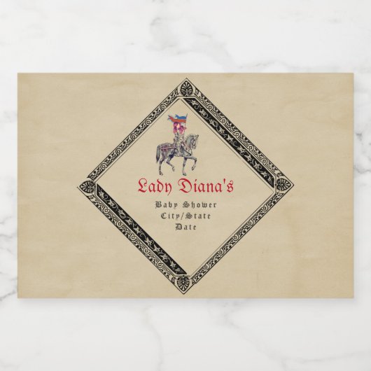 Middeleeuwse Renaissance Ridder Renfaire W Baby Bo Sparkling Wijnetiket (Enkel label)