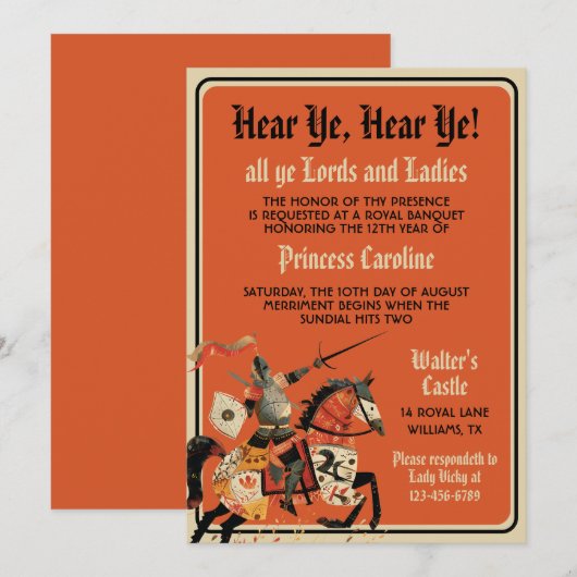 Middeleeuwse renaissance ridder verjaardag kaart (Voorkant / Achterkant)