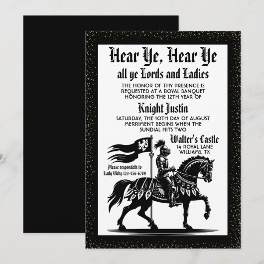 Middeleeuwse Renaissance Ridder Verjaardag Uitnodi Kaart (Voorkant / Achterkant)