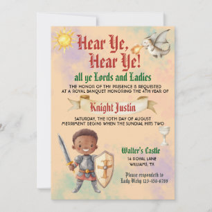 Middeleeuwse Renaissance Ridder Verjaardag Uitnodi Kaart