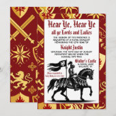 Middeleeuwse Renaissance Ridder Verjaardagsuitnodi Kaart (Voorkant / Achterkant)