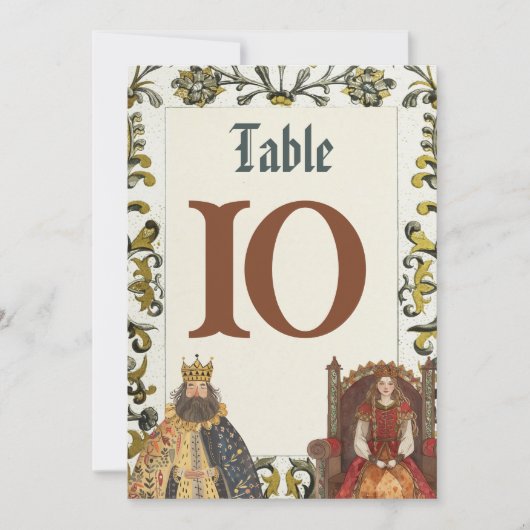 Middeleeuwse Renaissance Royal Trouwtafel Nummers Kaart (Voorkant)