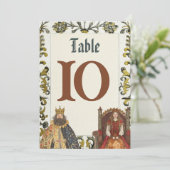 Middeleeuwse Renaissance Royal Trouwtafel Nummers Kaart (Staand voorkant)