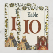 Middeleeuwse Renaissance Royal Trouwtafel Nummers Kaart (Voorkant / Achterkant)