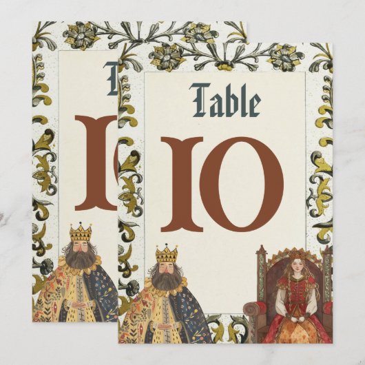 Middeleeuwse Renaissance Royal Trouwtafel Nummers Kaart (Voorkant / Achterkant)