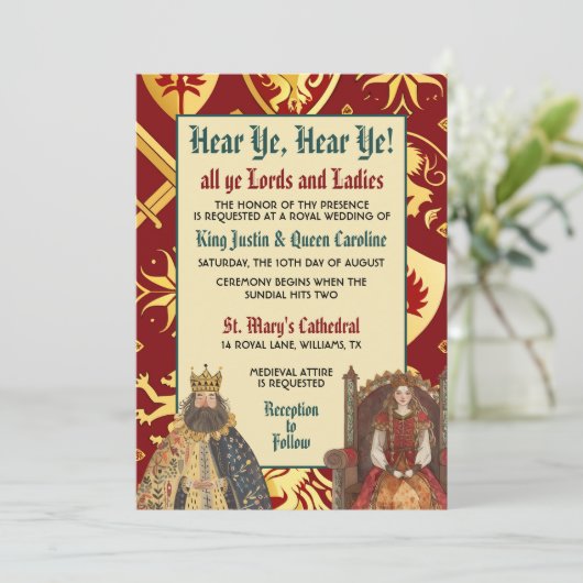 Middeleeuwse Renaissance Royal Wedding Kaart (Staand voorkant)