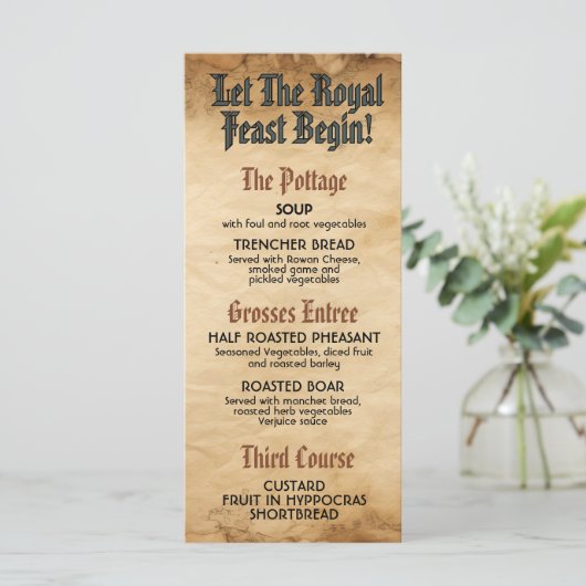 Middeleeuwse Renaissance Royal Wedding Menu (Staand voorkant)