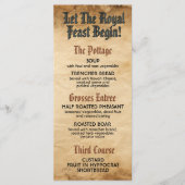 Middeleeuwse Renaissance Royal Wedding Menu (Voorkant)