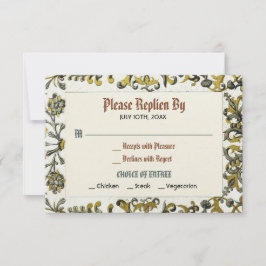 Middeleeuwse Renaissance Royal Wedding RSVP Kaart