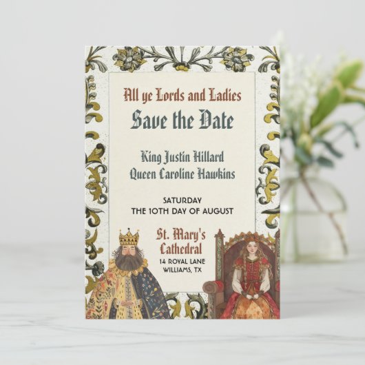 Middeleeuwse Renaissance Royal Wedding Save the Da Kaart (Staand voorkant)