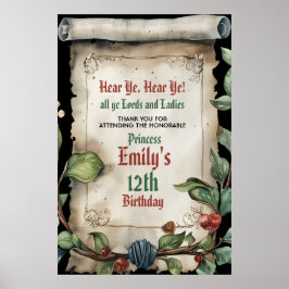 Middeleeuwse Renaissance Scroll Verjaardag Poster